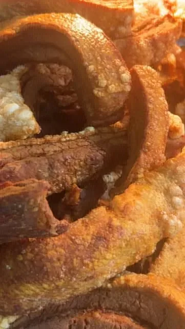 Chicharrón fresh from the cazo