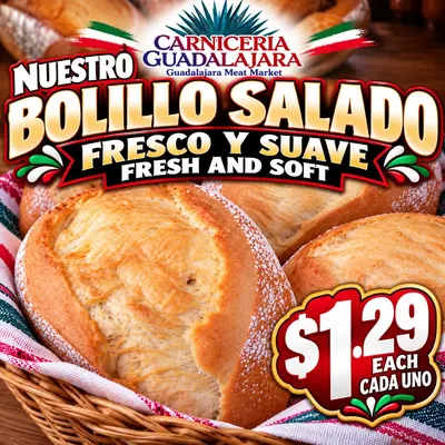 Bolillo salado, fresh and soft flyer