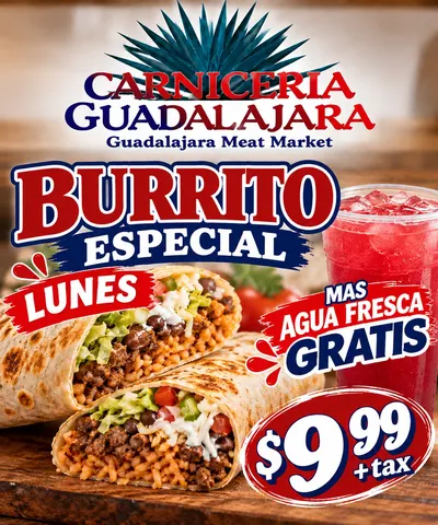 Monday burrito special flyer