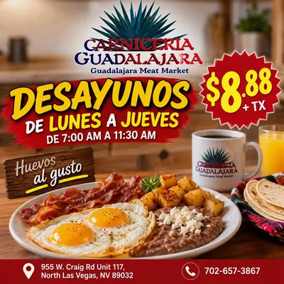 Breakfast, Monday to Thursday flyer
