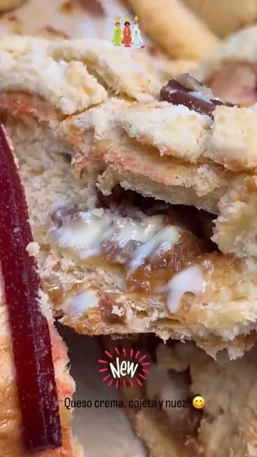 Hand-made rosca de reyes filled with cream cheese